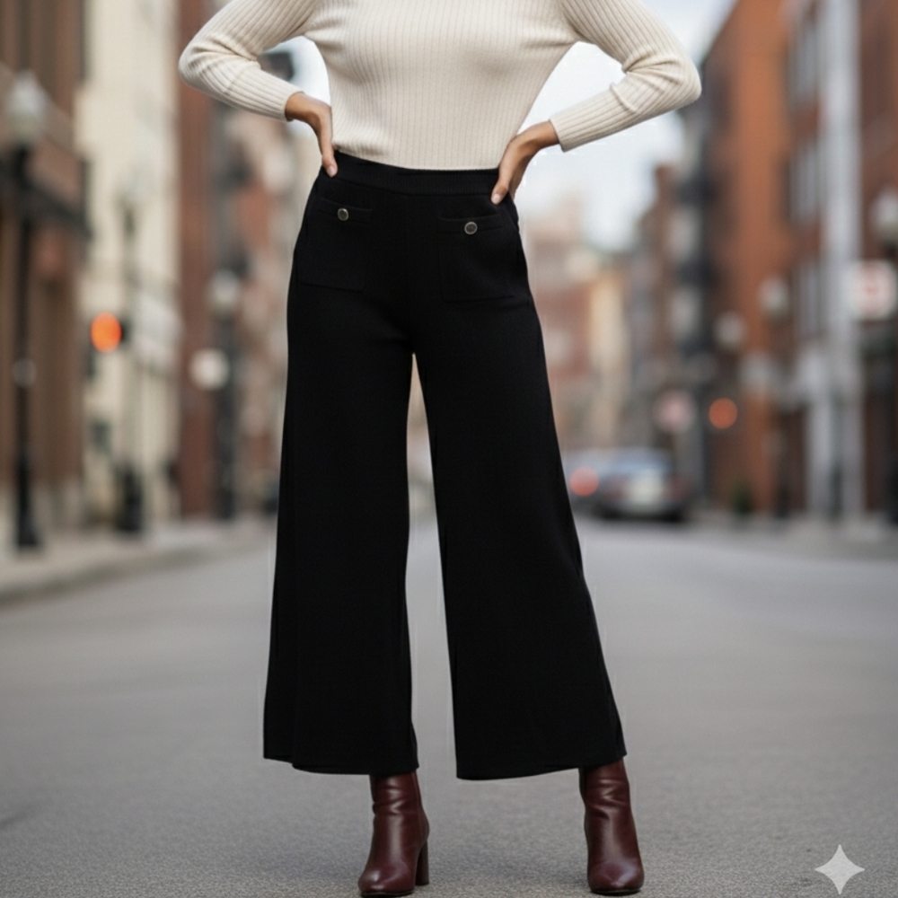 Joseph Ribkoff Black Wide-Leg Trousers